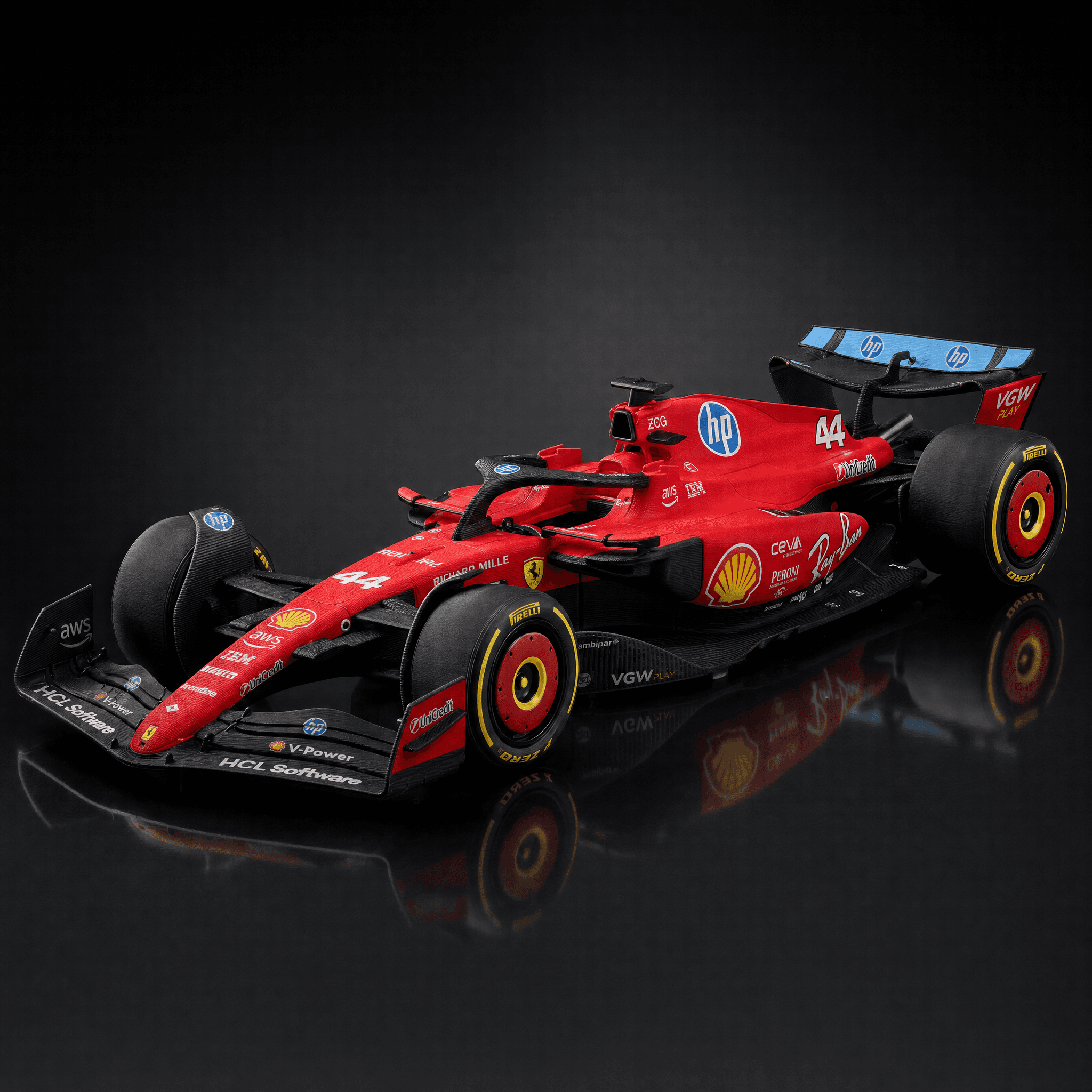 Ferrari 2025 F1 Car SF-25 Livery #44 Hamilton - Assembly / Movable Tires