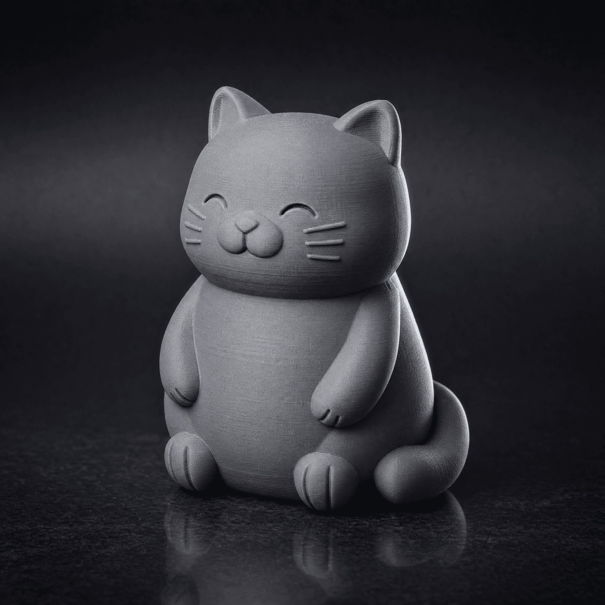 Chubby Sitting Cat – Cute Chibi Figurine
