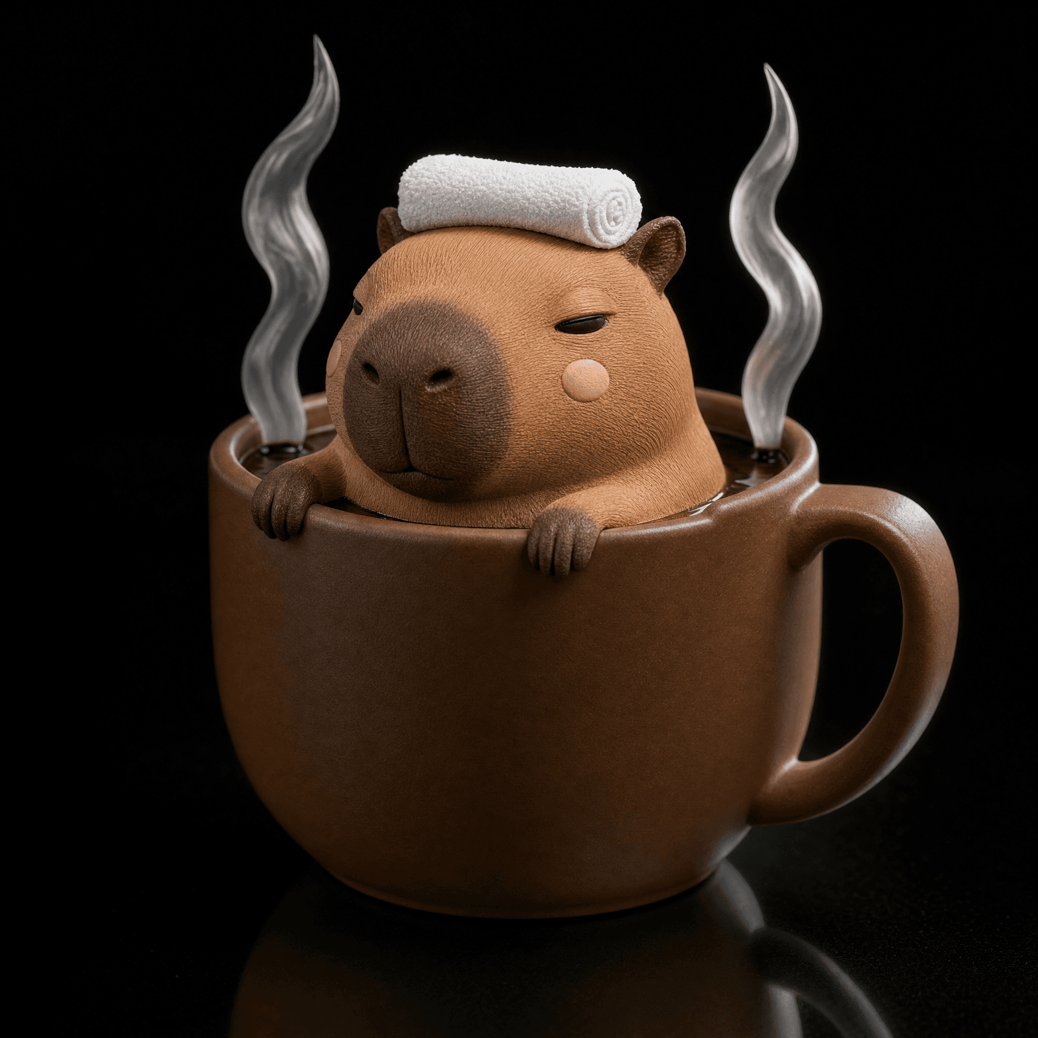 Cute Capybara Coffee Bath | Kawaii Desk Toy